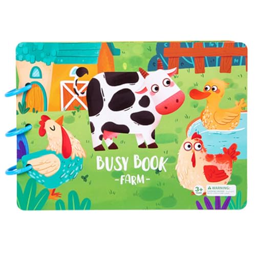 eurNhrN Geschäftiges Buch für Kinder im Alter von 3+, reißbaren Kleinkind -sensorischen Büchern, Einfügen von Kleinkindbüchern, Wiederverwendbare ruhige Bücher Farm Games Artikeln von eurNhrN