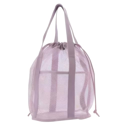 eurNhrN Kids Beach Bag Beach Tote Tasche mit Kordelfaltbarer Strandspielzeug mit 2 Vordertaschen Schwimmbad Mesh Bags Hellviolette Outdoor -Spiele von eurNhrN