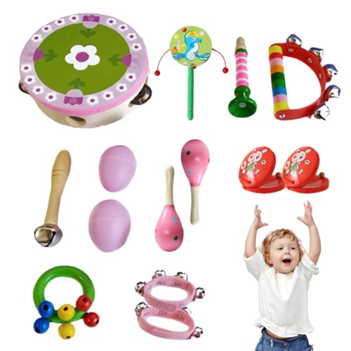 eurNhrN Kleinkind-Musikinstrumente für Mädchen, 14-teiliges Set, Musikinstrumente für Kinder, aufschlussreiches, entwicklungsförderndes Musikspielzeug für Kinder im Alter von 1–3 Jahren von eurNhrN