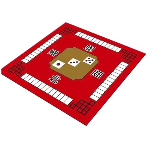 eurNhrN Mahjong Mat Anti-Schlupf Mahjong Table Matte 31.5x31.5 '' Rauschreduktion Mahjong Mat für Tischkleidung-resistente Spiele rote Spielzeuge und Spiele von eurNhrN