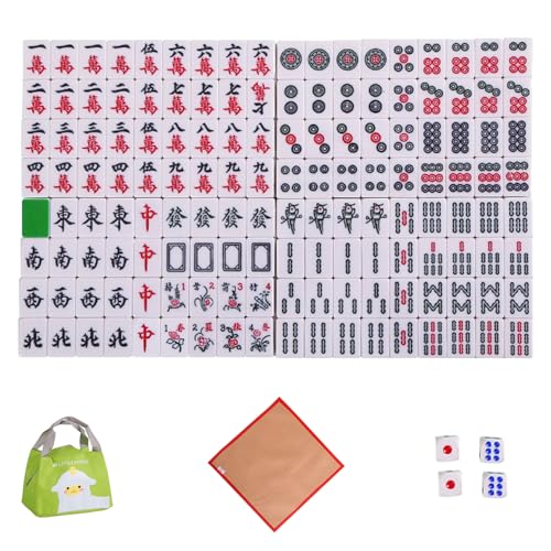 eurNhrN Mahjong -Set, 144pcs Mini Mahjong Game Set, 1 '' Reisegröße Mahjong -Karten 2023, tragbare und leichte Mahjong Tiles Sets -Spielelemente von eurNhrN