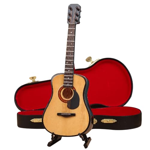 eurNhrN Mini -Gitarre, 3,9 Zoll winzige Gitarren -Holz -Miniatur -Gitarre mit Stand- und Koffer -Spielzeuggitarren -Gitarren -Spielen. von eurNhrN