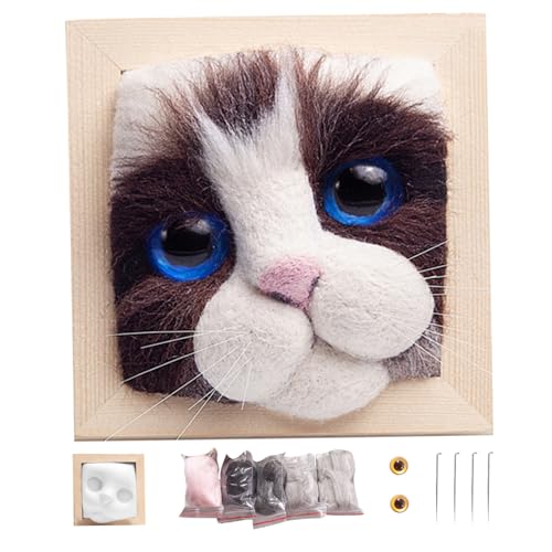 eurNhrN Nadel -Filzing -Kits, DIY -Nadel -Filzlieferungen, Nadel -Filzing -Starter -Kit mit Katzenmodell, Felching Foam Matte, Strickkit Style 2 von eurNhrN