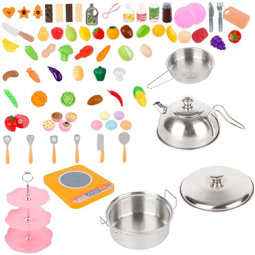 eurNhrN Spielzeug und Spiele Küche Playsets Kitchen Toys 81pcs/Set Simulation tun Spiel Spielzeugküchenzubehör für Mädchen Süßes DIY -Spiel Kitchenzubehör Geburtstagsgeschenk von eurNhrN