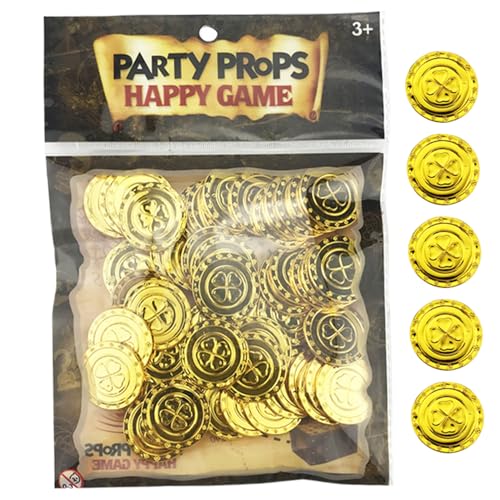 eurNhrN St. Patrick's Day 100pcs/Bag 4-Blatt Clover Lucky Coin Rund Plastikmünze 1,2 Zoll, Goldspiele Gegenstände von eurNhrN
