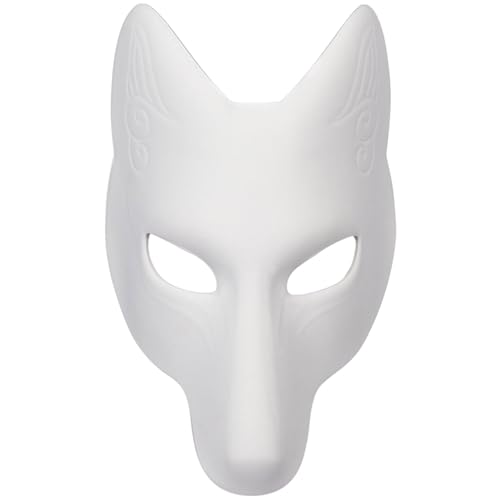 eurNhrN Therian Maske Halloween Fox Mask Leder Kostüm DIY Blank Maske Japanische Kabuki Kitsune Halloween Masken für Maskerade -Spiele Gegenstände von eurNhrN