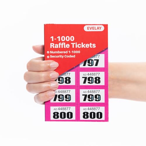 evelay Cloakroom Tombola Draw Tickets, nummeriert, Pink, 1-1000 von evelay