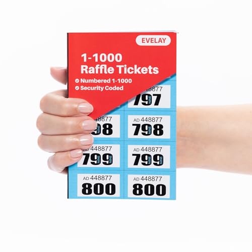 evelay Cloakroom Tombola Draw Tickets nummeriert blau 1-1000 von evelay