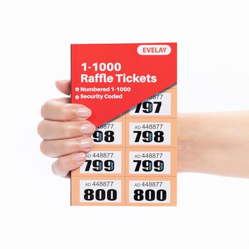 evelay Cloakroom Tombola Draw Tickets nummeriert orange 1-1000 von evelay