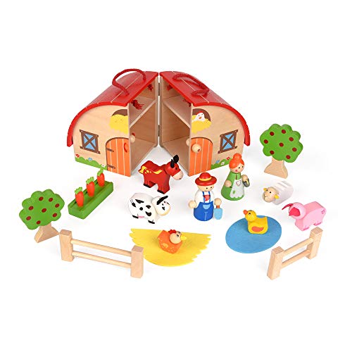 ewtshop® Bauernhof Farmerset für Kinder aus massivem Holz, bemalt zum Spielen von ewtshop