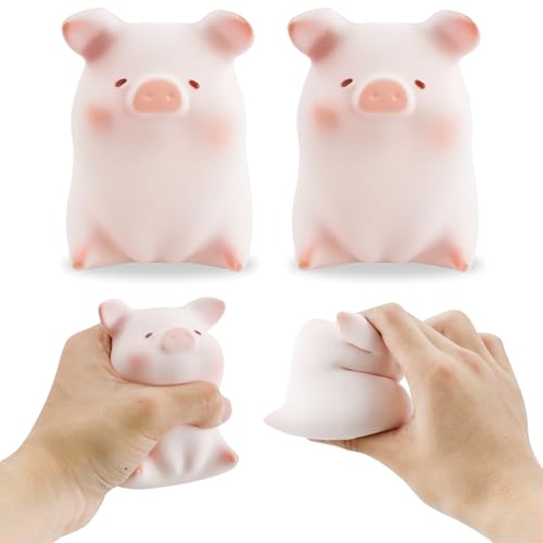 2 Stück Anti Stress Schwein, Anti Aggressions Schwein, Squishy Squeeze Spielzeug, Stressspielzeug Schwein, Piggy Squeeze Toy, Anti Stress Spielzeug für Erwachsene und Kinder von exatta