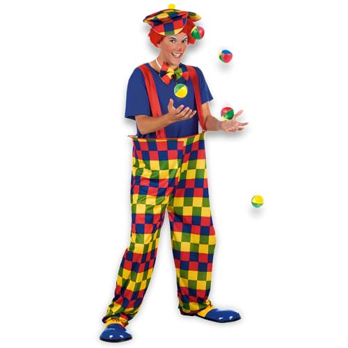 Boland 83826 - Kostüm für Erwachsene Clown, Größe M/L, Hut, Fliege und Hose, Kostüm-Set, Zirkus, Geburtstag, Karneval, Mottoparty von Boland