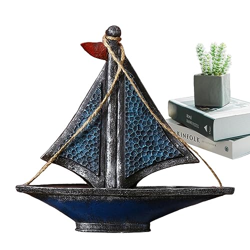 fanelod Mini-Segelboot – Modell Segelboot Miniatur aus Harz | Ornament Boot Bootsfischen Nautik Innendekoration für Kinderzimmer Badezimmer Geschenk von fanelod