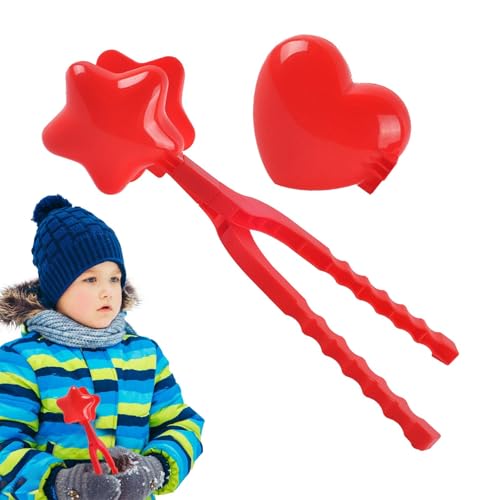 fanelod Schneeball-Maker-Clips, Schneeball-Maker-Set, Herz-Sandform, Schneeball-Spielzeug, niedliche Schneemann-Stern-Sandball-Formen, tragbare Schneeball-Klammern für Kinder-Hinterhofaktivitäten von fanelod