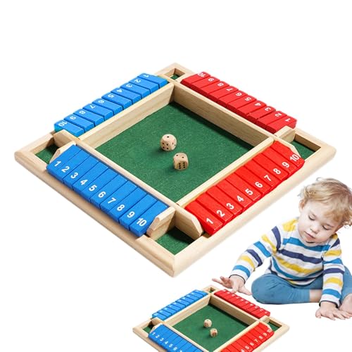 fanelod Shut Box-Spiel, Mathe-Spiele aus Holz, Shut The Box-Spiel, Tischspiele, klassisches Shut The Box-Würfelspiel für 2–4 Spieler, Reisespiel, pädagogische Würfelspiele für Kinder und Erwachsene von fanelod