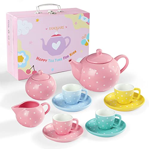 fanquare 12-teilig Porzellan Teeservice für Erwachsene, Kleine Mädchen, Rosa Blumen Kaffeeservice Set für Spielküche Kindergeschirr fanquare 12-teilig Porzellan Teeservice für Erwachsene, Kleine Mädchen, Rosa Blumen Kaffeeservice Set für Spielküche Kindergeschirr von fanquare