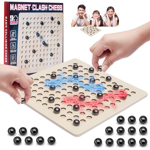 Magnetisches Schachspiel auf Holzbrett - Magnet Schach mit Steinen, Magnetische Spiele für Erwachsene und Kinder, Magnetspiel Steine, Magnetische Schachspiel Steine, Magnet Spiel. von farout!