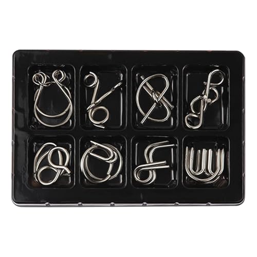 fayarrd Metall-IQ-Puzzle-Set - 8-teiliges Entwirrungspuzzle zum Entriegeln von Interlock-Spielzeug IQ-Puzzle-Rätsel | Metalldrahtpuzzle Unlock Interlock Game Educational Logic Mind Desktop Toys von fayarrd