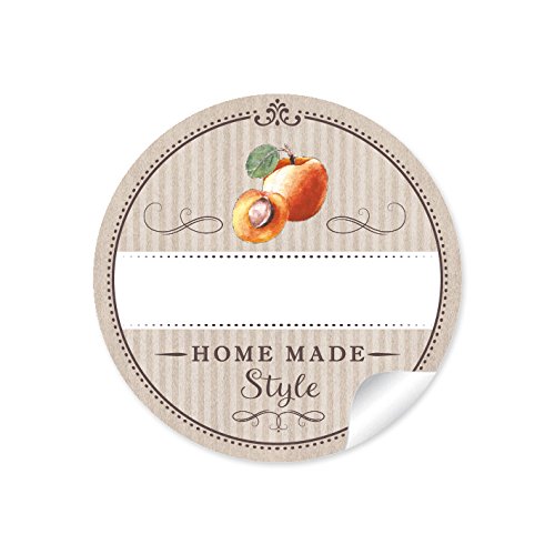 24 STICKER: 24 Schöne Marmeladenetiketten für die Küche in beige mit Aprikose "Home Made Style" mit Freitextfeld für selbstgemachte Marmelade, Saft, Einmachgläser • Format 4 cm, rund, matt 24 STICKER: 24 Schöne Marmeladenetiketten für die Küche in beige mit Aprikose "Home Made Style" mit Freitextfeld für selbstgemachte Marmelade, Saft, Einmachgläser • Format 4 cm, rund, matt von fioniony