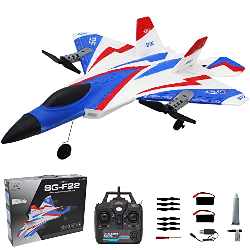 fisca RC Flugzeug 4CH Ferngesteuertes F22 Kämpfer 2.4GHz RC Flugzeug Kampfflugzeug,Stunt Fliegen Upside Unte und Gyro Stabilisator,RC Segelflugzeugspielzeug Geeignet für Anfänger, Kinder, Erwachsene von fisca