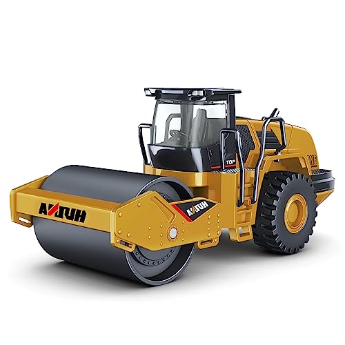 fisca 1/50 Die-cast Bagger & Baggerlader Metallfahrzeug - Baustellenmodell Traktor & LKW für Sammler - Hochwertiges Bulldozer-Spielzeug (Road Roller) von fisca