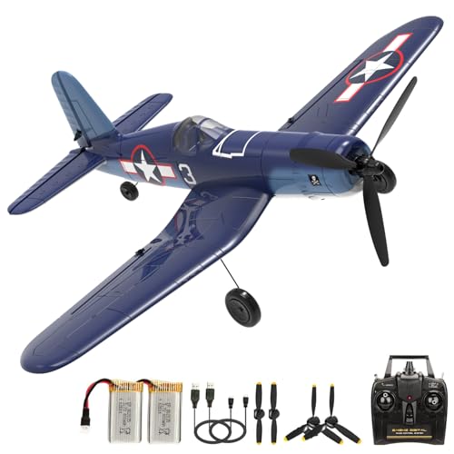 fisca P51D RC Flugzeug, 4CH RC Flugzeug mit Hochgeschwindigkeitsmotor, Ferngesteuertes Flugzeug mit Xpilot Stabilisierungssystem & Kunstflug, Ferngesteuertes Flugzeug Kinder (Marineblau) von fisca