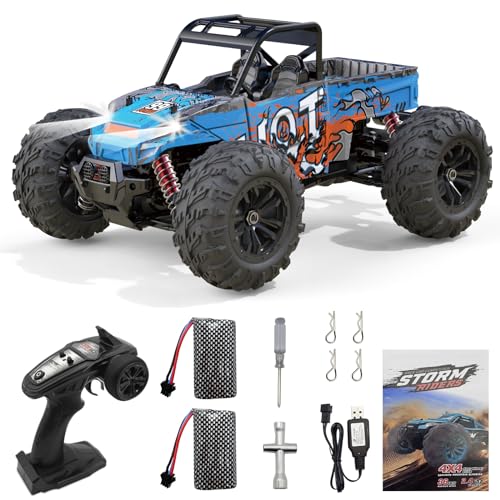 fisca Ferngesteuertes Auto 1/16 Hohe Geschwindigkeit Rennsport RC Autos, 40KPH 4WD All-Terrain-Gelände-Monster RC-LKW Spielzeug für Kinder Jungen Erwachsene von fisca