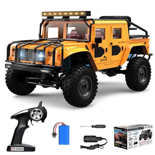 fisca RC Truck 1/12 RC Rock Crawler 4x4, 2.4GHz 4WD Fernsteuerung Crawler Fahrzeug Off-Road Pick-up Truck RTR, Voller Maßstab 4x4 Geländewagen Raupenfahrzeug Ferngesteuerter Truck für Erwachs von fisca