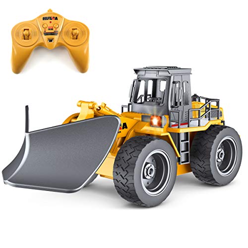 fisca RC Truck Fernsteuerung Schneepflug 6 Kanal 2.4G Legierung Schnee Kehrmaschine Fahrzeug 4WD Traktor Spielzeug mit Lichtern für Kinder von fisca