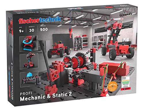 fischertechnik 536622 ADVANCED Mechanic & Static 2 – Bausatz für Kinder ab 9 Jahren, Experimentierkasten mit 30 Modellen, inkl. Motor, fördert technisches Verständnis, Rot von fischertechnik