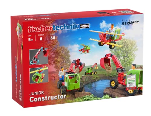 fischertechnik 564065 JUNIOR Constructor – Bausatz für Kinder ab 5 Jahren, Spielzeug mit Bagger, Hubschrauber & Flugzeug, fördert technisches Verständnis von fischertechnik