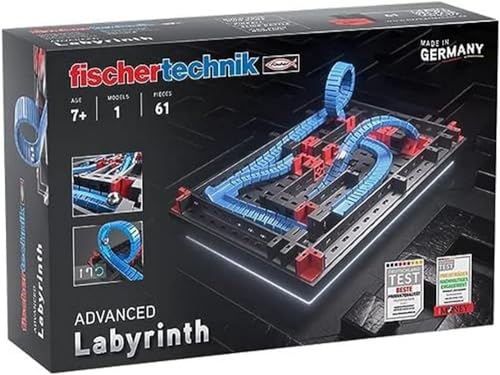 fischertechnik 569016 Advanced Labyrinth / Baukasten für Kinder ab 7 Jahre, Konstruktionsspielzeug, Kugelspiel mit Balance Ball, Schwarz von fischertechnik