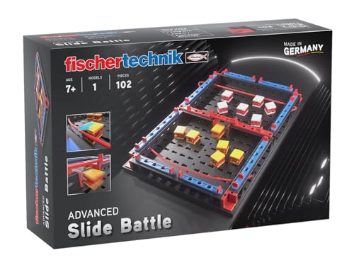 fischertechnik Advanced 569014 Slide Battle-Baukasten für Kinder ab 7 Jahre, Konstruktionsspielzeug, Geschicklichkeitsspiel mit Schleuder Gummi, Schwarz von fischertechnik