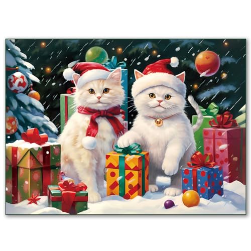 500 Teile Puzzle für Erwachsene und Jugendliche und Kinder, Familie, glückliches Geschenk, Weihnachts-Katzenspielzeug von fishwisdom