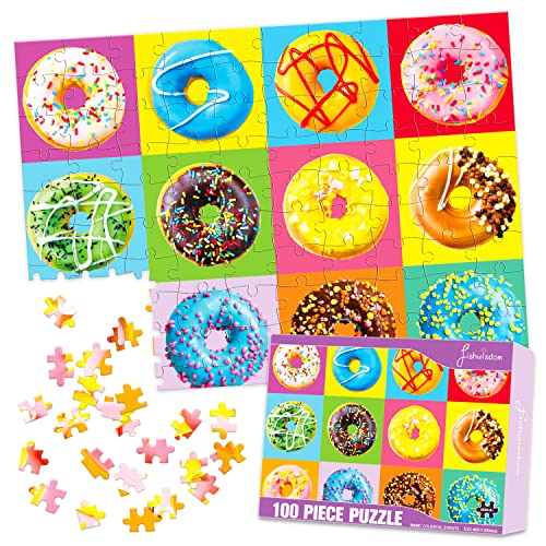 fishwisdom 100 Teile Puzzles für Erwachsene und Jugendliche und Kinder, Familien-Happy Time, Geschenkidee Donuts von fishwisdom