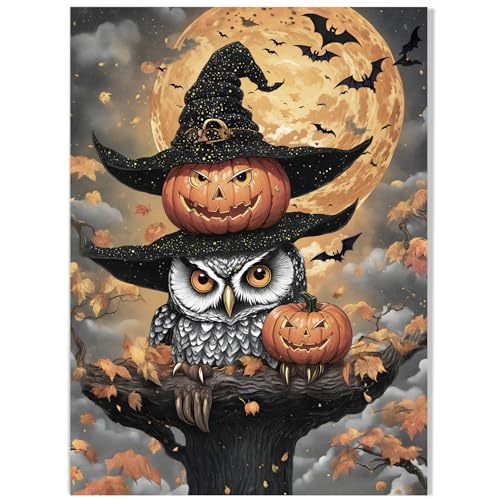 fishwisdom 100-teiliges Puzzle für Kinder im Alter von 4–8 Jahren, Geschenk, Familienzeit, Halloween, Horror, Eule, Kürbis, Puzzle (Halloween) von fishwisdom