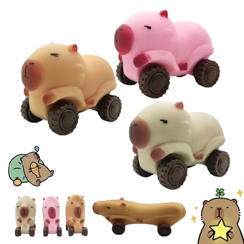 Capybara Squishy Cars Squeeze Toys, Capybara Fidget Toy with Wheels, Capybara Stretch Car for Stress Relief, Fun Animal Squeeze Stretchable Fidget Cars Vehicle Toys (A+B+C) von fjaldjfu