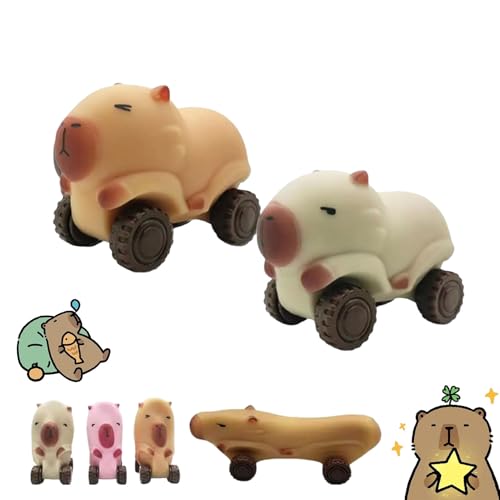 Capybara Squishy Cars Squeeze Toys, Capybara Fidget Toy with Wheels, Capybara Stretch Car for Stress Relief, Fun Animal Squeeze Stretchable Fidget Cars Vehicle Toys (A+C) von fjaldjfu