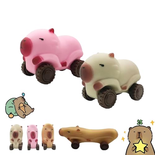 Capybara Squishy Cars Squeeze Toys, Capybara Fidget Toy with Wheels, Capybara Stretch Car for Stress Relief, Fun Animal Squeeze Stretchable Fidget Cars Vehicle Toys (B+c) von fjaldjfu