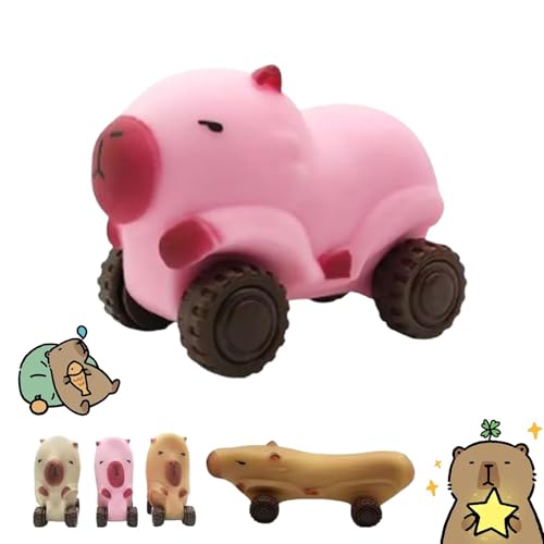 Capybara Squishy Cars Squeeze Toys, Capybara Fidget Toy with Wheels, Capybara Stretch Car for Stress Relief, Fun Animal Squeeze Stretchable Fidget Cars Vehicle Toys (Pink-B) von fjaldjfu