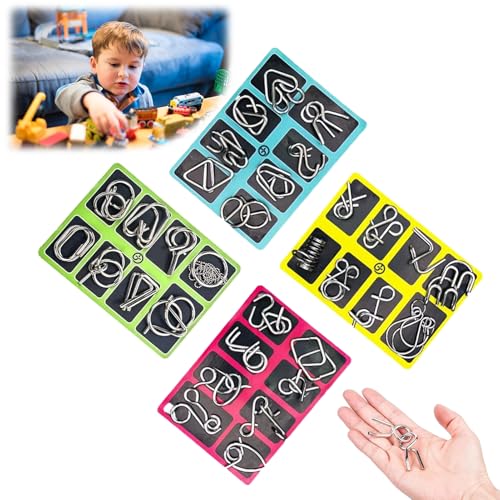 Rationalu Metal Puzzle Ring, Educational Intellectual Toys Iq Toys,Metal Brainteaser Puzzles, Disentanglemen Iron Link Unlock Interlock Game Chinese Ring for Kids, Adult (4Pcs) von fjaldjfu