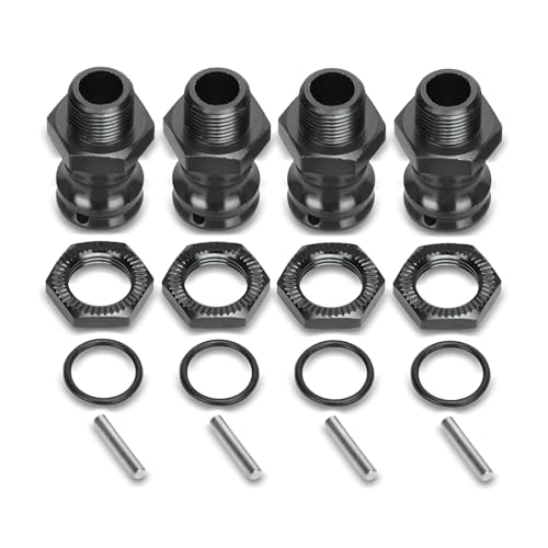 flexman 4 Stück Rad Sechskantnabe, Aluminium Legierung RC Auto Rad Sechskantnaben Radadapter, Schwarz Antriebsadapter, RC Car Wheel Hubs, Kombinator Kupplungsumbau für 1/8 RC Automodell von flexman