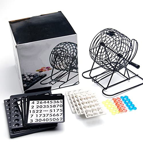 flexman Bingo Spielset, Käfig Kartenspielmaschine mit 75 Bällen, 18 Papierstaus und 150 Waffeln, Metall Rollkäfig Käfigspielmaschine für KTV Party Bar Festivals von flexman