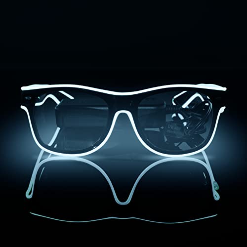 Flintronic LED Leuchtende Brille, Wire Neon Rave Brille,Flashing LED Sonnenbrille Kostüme für Cosplay, Bar, Club, Partybrille, Geschenk, Party Gadgets, Halloween, EDM von flintronic