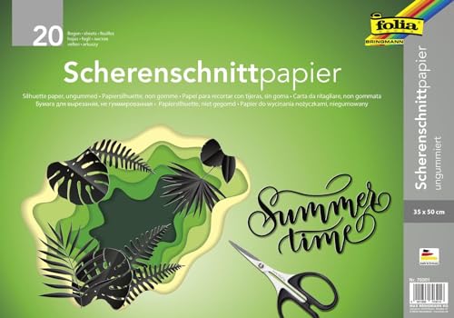 Bringmann 70301 - Scherenschnittpapier Folia ungummiert 20 Blätter, Schwarz von folia