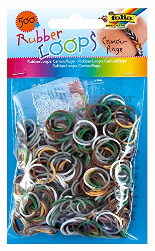 folia 339589 - Rubber Loops Camouflage, 500 Gummibänder, inklusive 25 S - Clips und 1 Häkelnadel von folia