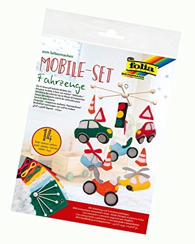 folia 22879 - Mobile Set Fahrzeuge zum Selbermachen, mit 14 Teilen, Anleitung und Schnittmusterbogen - Komplettset zur Erstellung eines Mobiles folia 22879 - Mobile Set Fahrzeuge zum Selbermachen, mit 14 Teilen, Anleitung und Schnittmusterbogen - Komplettset zur Erstellung eines Mobiles von folia