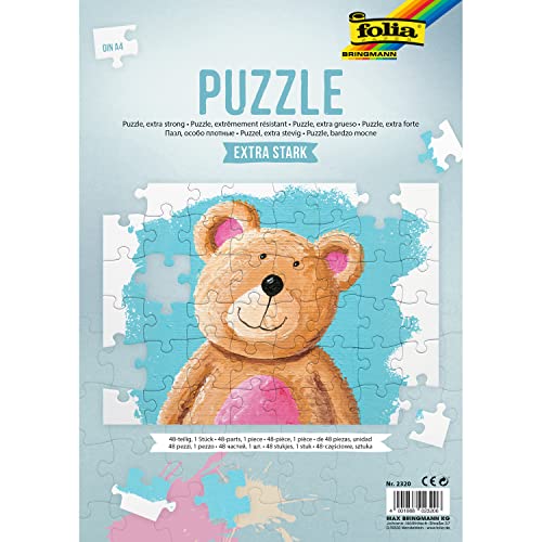 folia 2320 - Blanko Puzzle, 48 teilig, DIN A4, extra stark - ideal zum Selbstbemalen von folia