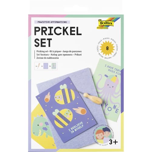 folia 23619 - Prickel Set Pawsitive Affirmations, Bastelset aus 1 Prickelnadel, 1 Filzunterlage und 6 Motivvorlagen, inkl. Anleitung und DIY Ideen folia 23619 - Prickel Set Pawsitive Affirmations, Bastelset aus 1 Prickelnadel, 1 Filzunterlage und 6 Motivvorlagen, inkl. Anleitung und DIY Ideen von folia