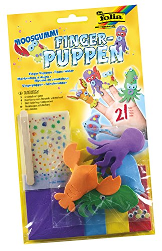folia 2363 - Moosgummi Fingerpuppen Unterwassertiere, 5 verschiedene Figuren mit Zubehör folia 2363 - Moosgummi Fingerpuppen Unterwassertiere, 5 verschiedene Figuren mit Zubehör von folia